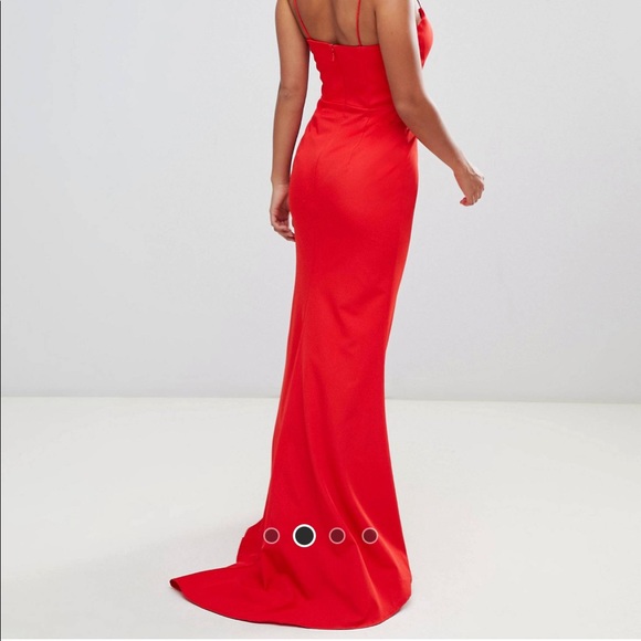 Jarlo Petite Red Cami Strap Fishtail Maxi Dress. UK 8/ US 4p - Picture 3 of 4
